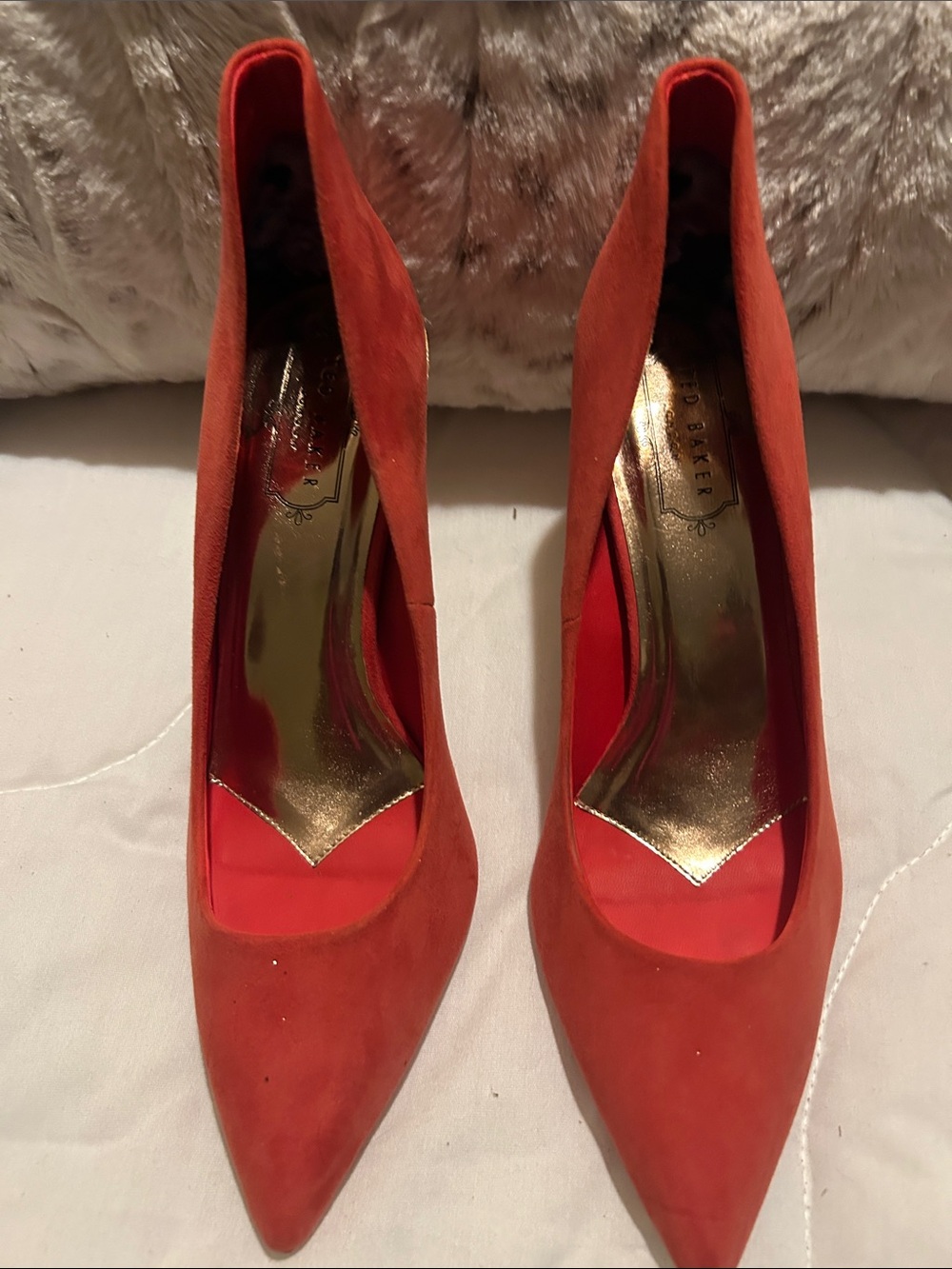 Ted Baker Red Pointed-Toe Suede Pumps